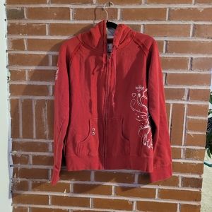 Hard Rock Cafe Red Zip Up Y2K Niagara Falls Hoodie Size XXL